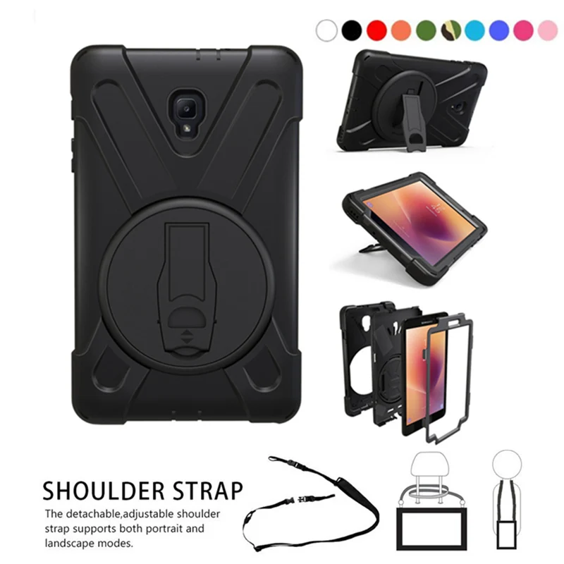 Чехол для samsung Galaxy Tab A 8,0 T380 T385 SM-T385 8,0 дюймов планшет сверхпрочный силиконовый Жесткий чехол+ шейный ремень и держатель для рук