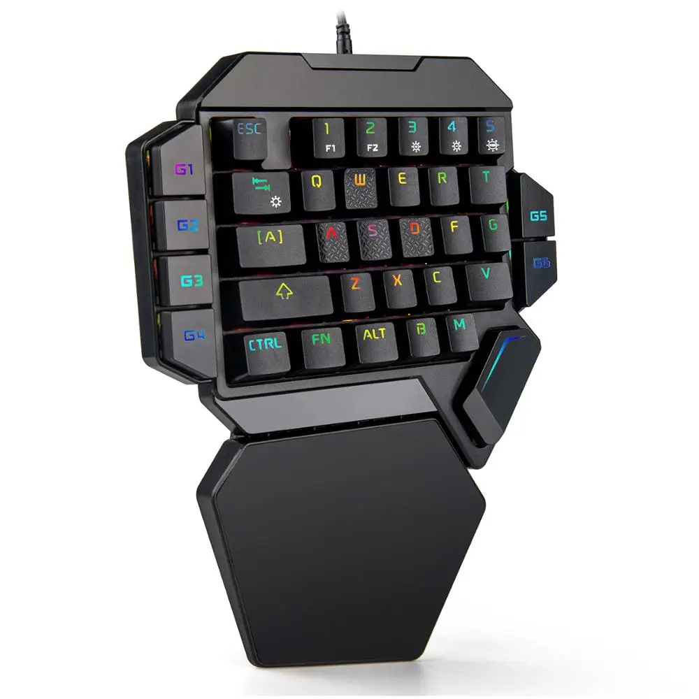 Цена Портативная мини игровая клавиатура RedThunder с одной рукой с подсветкой RGB, Эргономичный игровой контроллер для ПК PS4 Xbox Gamer