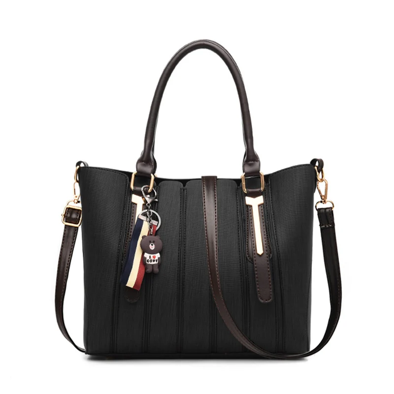 Women Handbag Stitching Style Bolsos Mujer Luxury Handbags Women Bag Designer Bear Pendant Crossbody Bag Sac A Main Totes SS7143 (7)