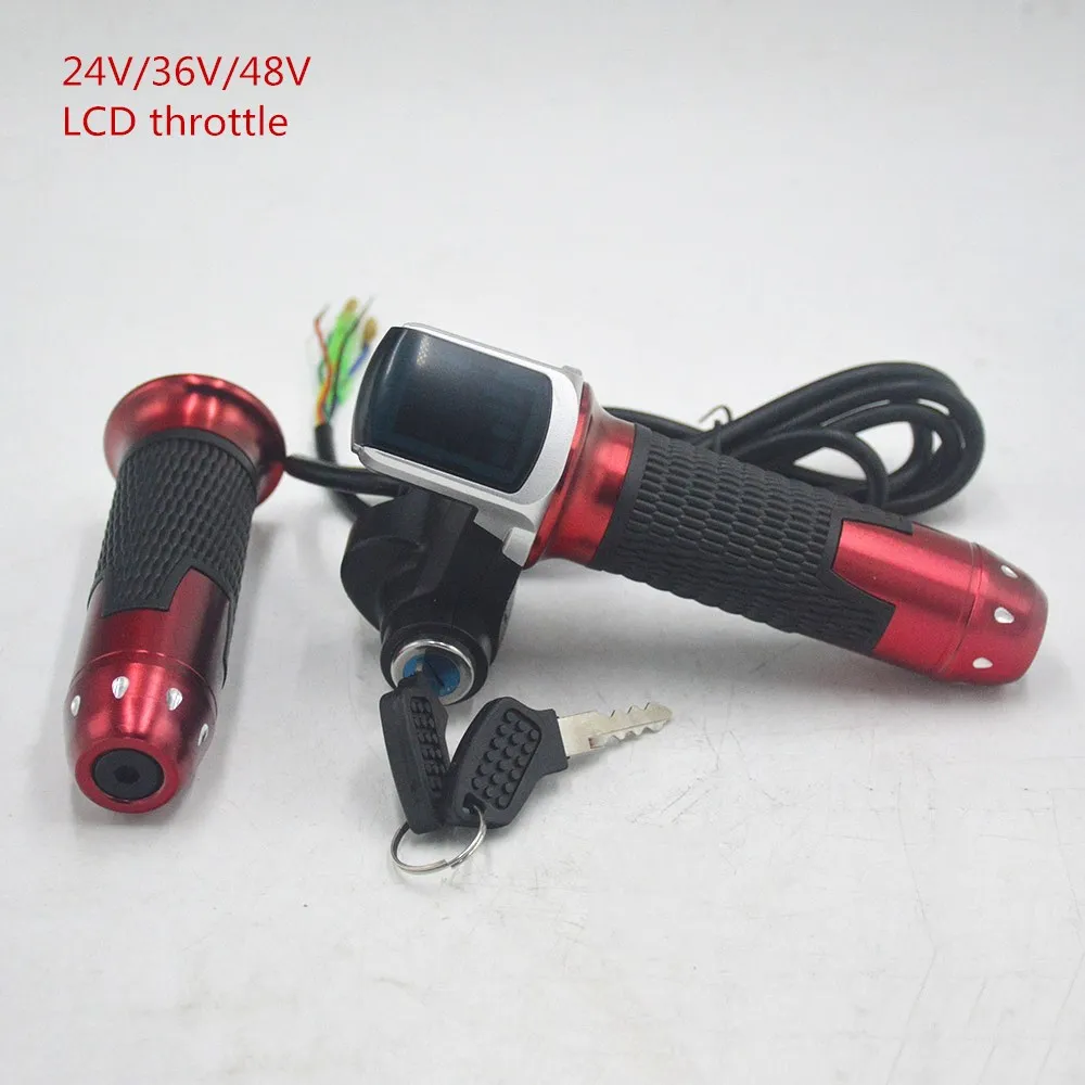 

24V 36V 48V e bike twist throttle accelerator with LED display Indicator/ON-OFF Key Lock for electric bike/bicycle/scooter