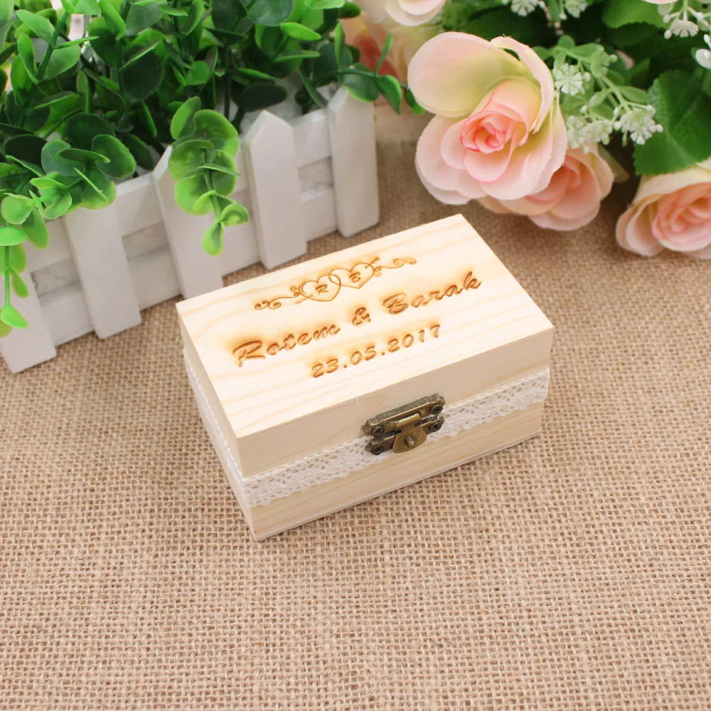 Personalized Rustic Ring Bearer Box , Custom Wedding Ring Box, Rustic Wedding Ring Bearer Pillow Box, Engraved Wooden Ring Box2