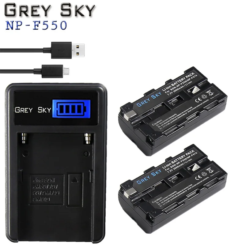 

2Pcs NP-F550 NP-F330 NP-F530 NP-F570 NP-F730 NP-F750 Battery 3000mAh + LED USB Dual Charger for Sony CCD-SC55 CCD-TRV81 MVC-FD81