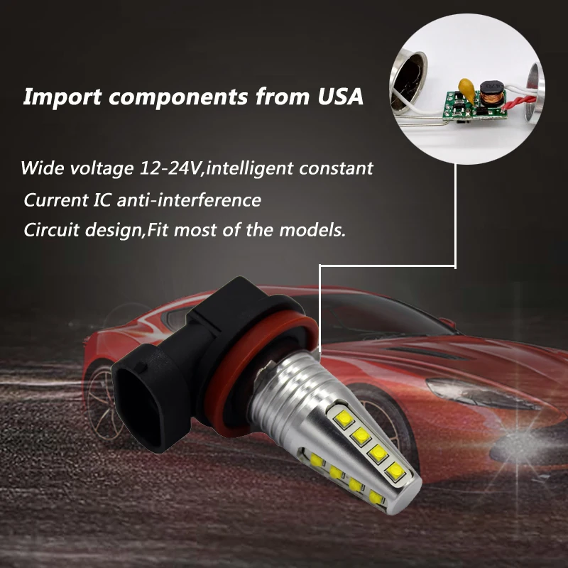 KEPUSI 2x H11 H8 H9 80W cree chip High Power Car LED Light Source Fog DRL Driving lamp Truck 12V 24V White For Honda