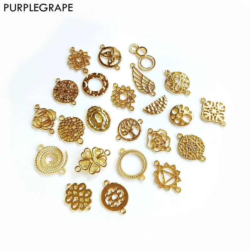

16pcs Pendant Earrings Diy Jewelry Connectors Accessories Handmade Auxiliary Materials Hollow Pattern