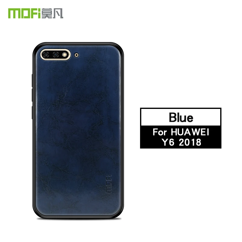 MOFi PU кожа+ чехол из термополиуретана и поликарбоната для huawei Y62018 чехлы для телефонов полная Защита задняя крышка для huawei Y6 чехол - Цвет: Синий