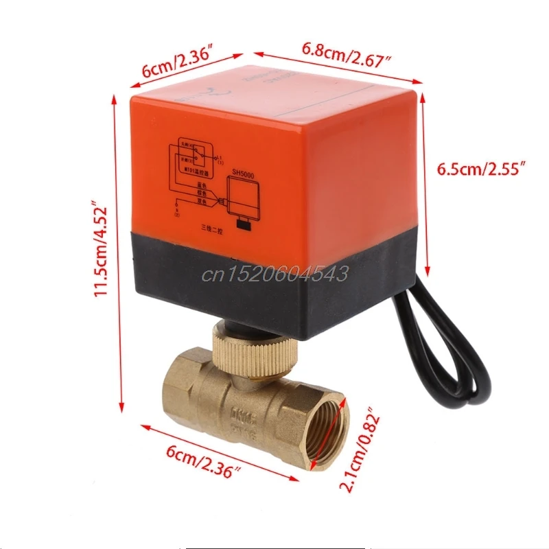 DN15/DN20/DN25 Электрический моторизованный шаровой кран из латуни DN20 AC 220 В 2 Way 3 провода с привод S21 и Прямая поставка