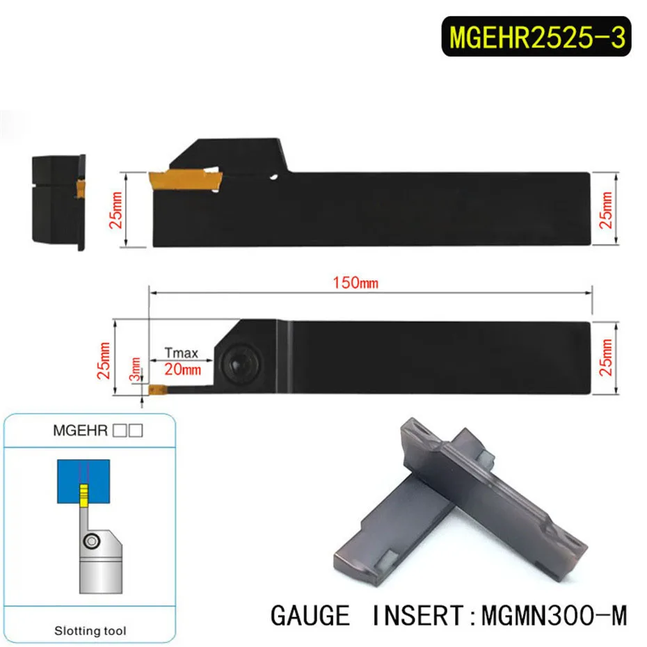 

1PCS MGEHR2525-3 Extermal Parting and Grooving Turning Tool Holder For MGMN300 Insert Right Hand Bars MGMN 300
