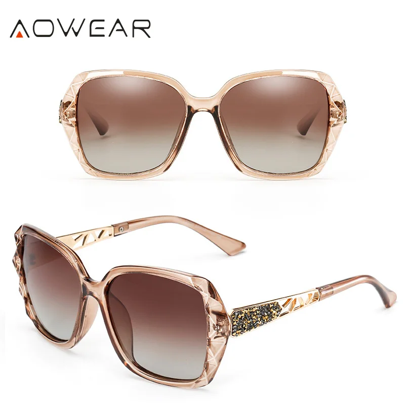 AOWEAR Oversized Sunglasses Women Polarized Square Sun Glasses for driver Black Diamond Women's Sunglass gafas de sol mujer best sunglasses for women