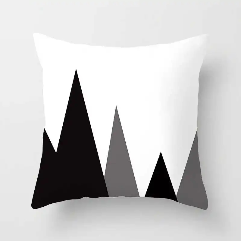 Nordic black and white geometric plaid stripes cushion cover (22)