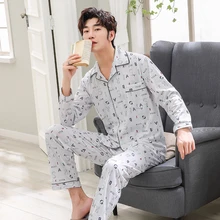 Yuzhenli Высокое качество пижамы мужские с длинным рукавом хлопок осень мужская одежда Повседневный хлопковый домашний костюм комплект зимняя одежда