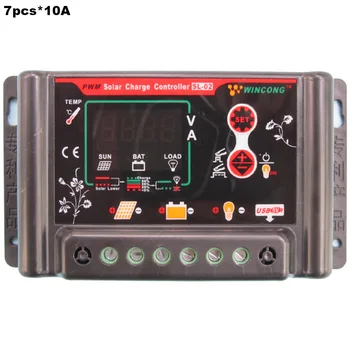 

7pcs/lot 10A 12V 24VDC Li Li-ion Lithium LiFePO4 batteries Solar Charge Controller Regulator 10A Voltage Adjustable With 5V USB