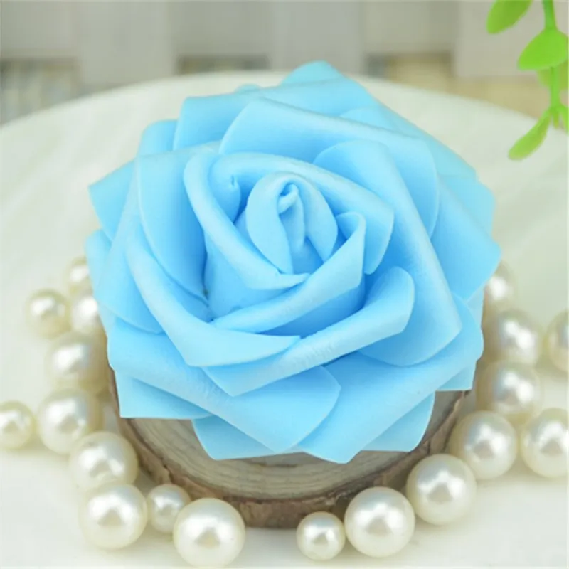 50 шт., 7 см, искусственные розы из пены, цветочные головки для дома, свадебные украшения, скрапбукинг, цветы из материала pe, сделай сам, целующиеся шары, ремесло, много - Цвет: Blue
