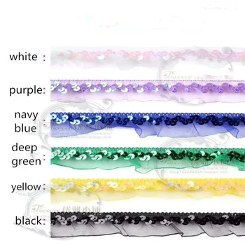 

2Pcs Handmade DIY Sequins Lace Stage Costumes Baby Clothing Accessories Elastic Stringy Selvedge YN702