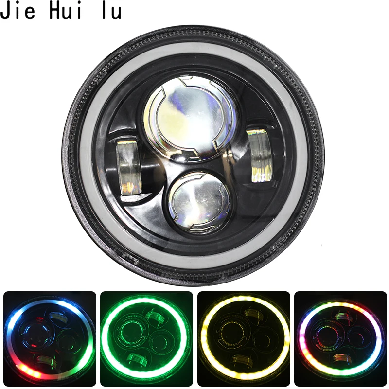 

7Inch Round Project Daymaker LED Headlights RGB Halo For Jeep Wrangler Hummer lada niva 4x4 Wrangler JK Jeep Suzuki Headlights