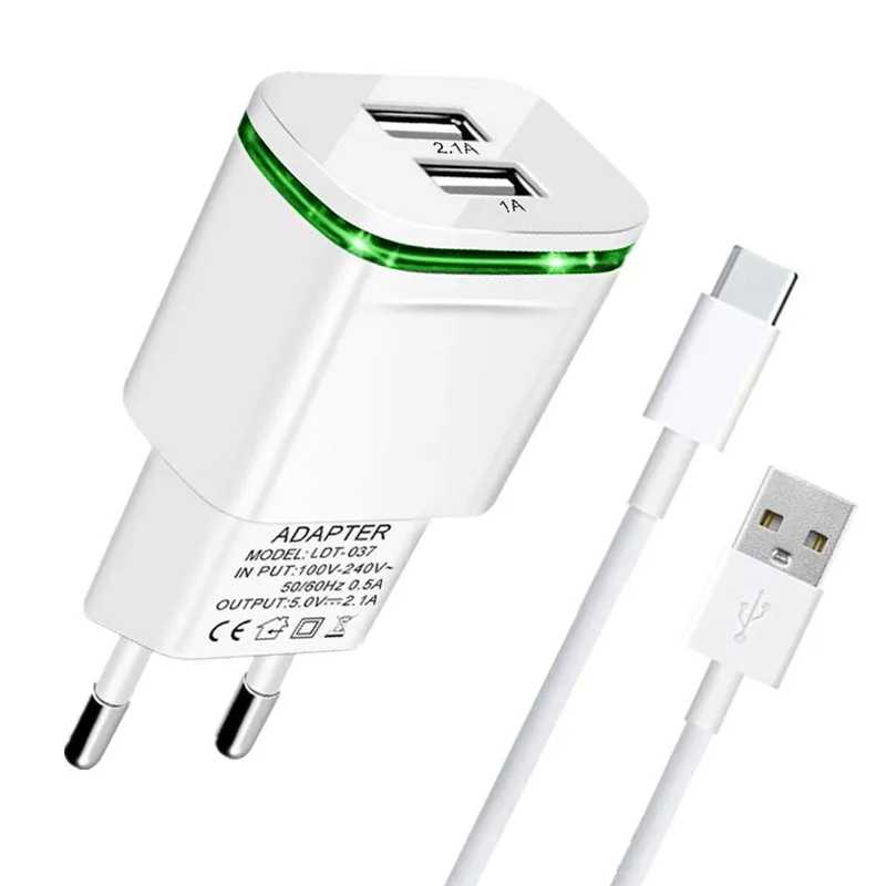 

European Adapter LED Charger for Samsung Huawei LG G4 G3 Stylus G2 K4 K5 K8 K7 K10 K40 K20 K11 Stylo 3 Q6 plus Micro USB Cable