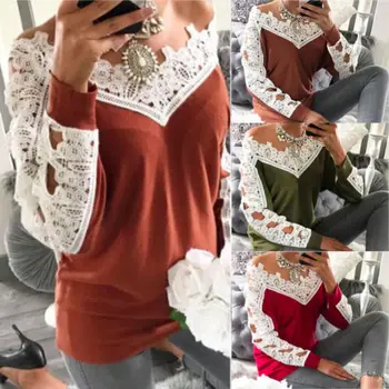 

Women Ladies Summer Loose Casual Cotton Long Sleeve Shirt Tops Blouse Size S-XL