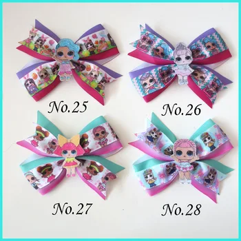 

50 BLESSING Girl 4.5" Two Tone Wing Hair Bow Clip C- Joyful Doll Rainbow Baby