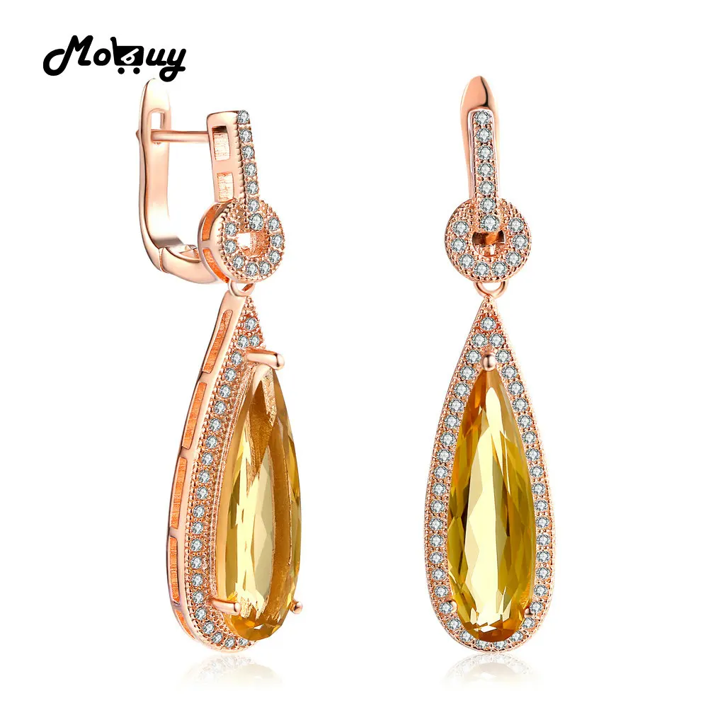 Stainless Steel Polished Rose Quartz Teardrop Dangle Earrings