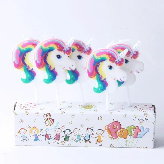 

5pcs/lot Cartoon Unicorn Candles Baby Party Supplies Kids Birthday Evening Party Decorations Birthday Party Cake Candles