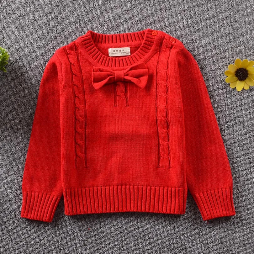 Весенне-осенний Детский свитер, одежда для девочек, детские вязаные свитера, пуловер, детский красный Рождественский свитер, топы для малышей