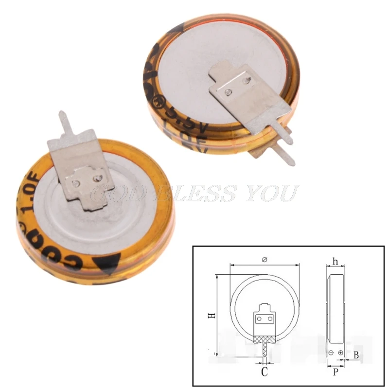 

2PCS Universal 5.5 V 1.0F Super Capacitor V-Type Button Smart 5mm Capacitance