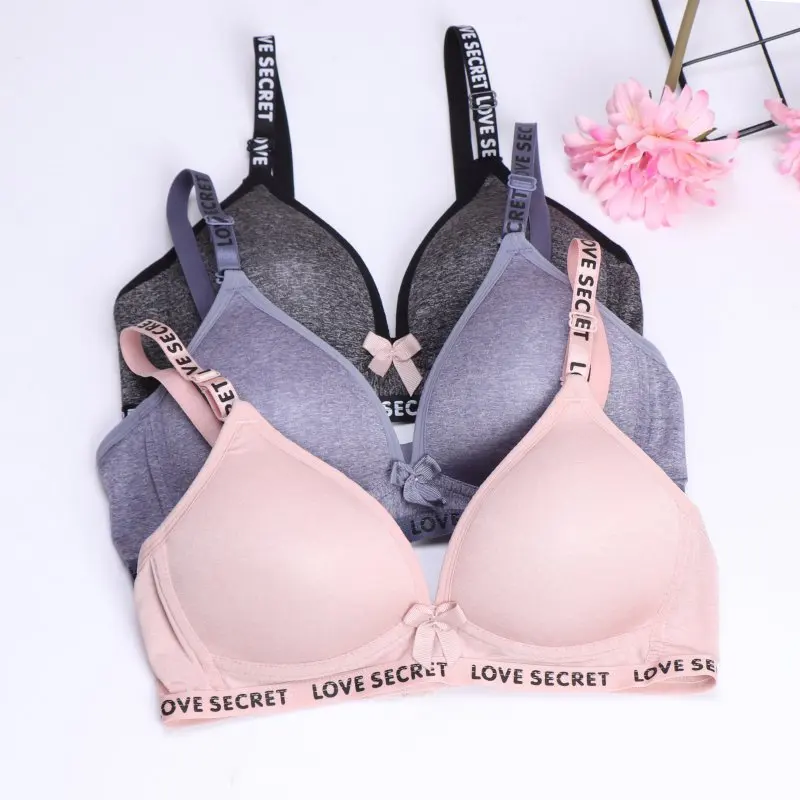 

New girl bra Japanese letters smooth Light no steel ring Push up triangle cup bra