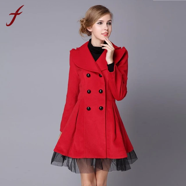 Buy Women Flare Double Breasted Trench Jacket Ladies