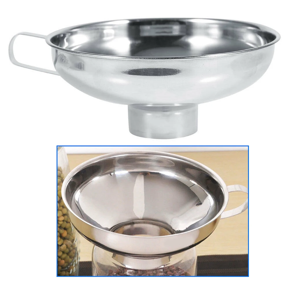 Multifunctional Useful Stainless Steel Wide Mouth Canning Jar Funnel Cup Hopper Filter Kitchen Tools Gift For Housewife