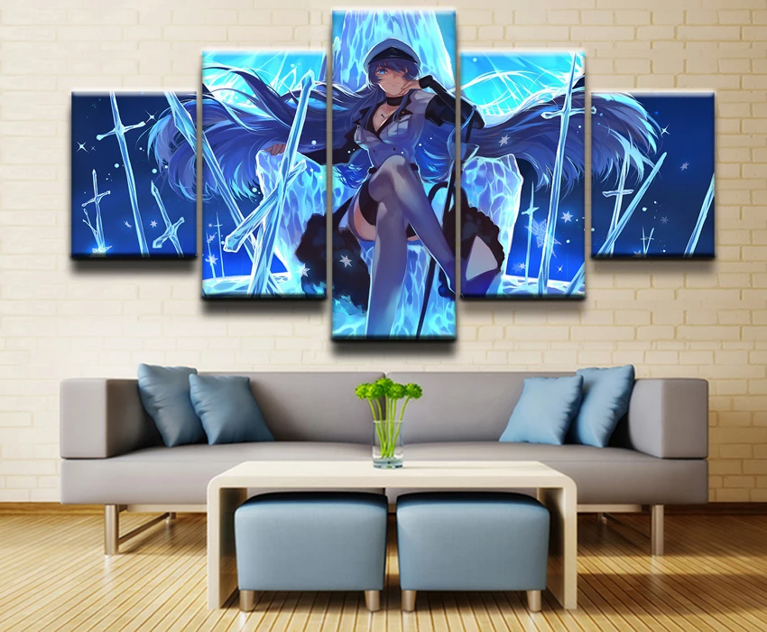 

Modular HD Print Artwork Modern Animation Poster Home Decor Wall Art 5 Pieces Akame Ga Kill! Esdeath Pictures Canvas Painting