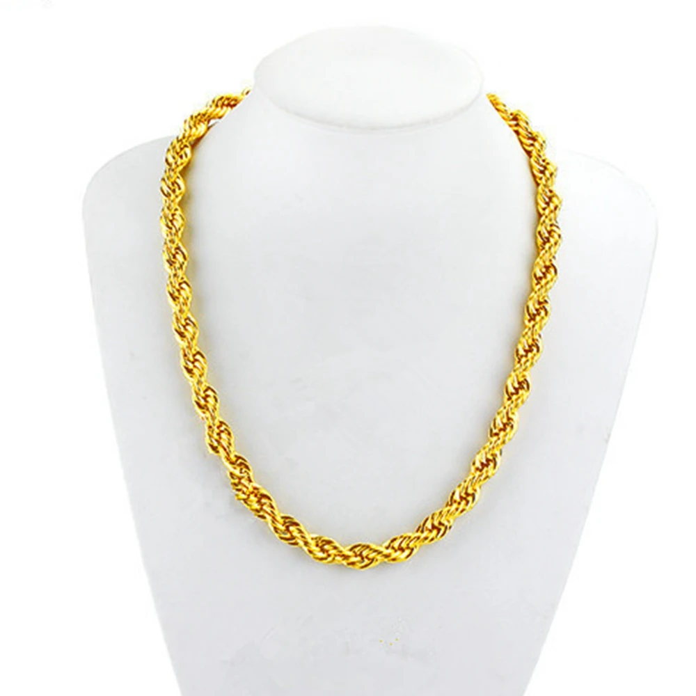 Витая Цепочка Желтое золото Заполненные женские мужские ожерелья|men necklace|gold