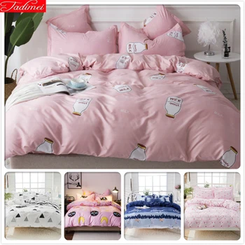 

Concise Pink Duvet Cover Bedding Set 3pcs 4pcs Bed Linen Kids Child Cotton Soft Skin Fabric Bedspreads 1.35m 1.5m 1.8m 2.0m 2.2m