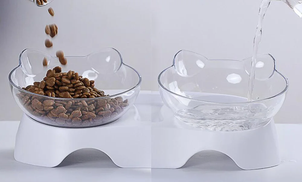 1 шт. 26,5 см* 8 см креативные двойные чаши с приподнятая подставка миска для еды и воды для домашних животных идеально подходит для кошек и маленьких собак 500gE