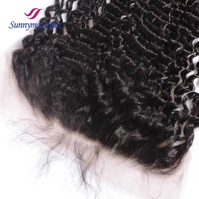 Sunnymay 13x6 Lace Frontal Closure Deep Wave Peruvian Vrigin Hair Per Plucked Natural hair Line Baby Hair Bleached Knots