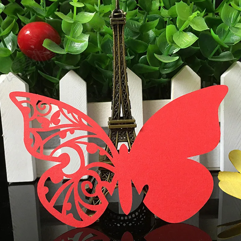 10 Colos 50pcs Butterfly Laser Cut Table Mark Wine Glass Name Place Cards Wedding Birthday Baby Shower Party Favor Supplies (6)