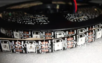 

4m DC5V IP65 WS2812B led digital strip,60pcs WS2812B/M with 60pixels;57.6W;BLACK pcb;waterproof in silicon coating