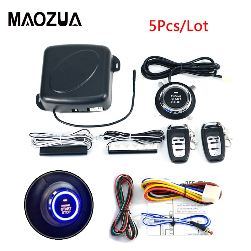 5Pcs Start Stop Button Starline Car Alarm Engine System Car Central Locking Lock with Remote Control PKE keyless Entry System