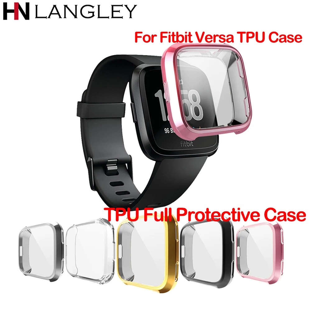 

Case for Fitbit Versa Smart Watch TPU Plated Screen Protector Rugged Cover Scratch-Proof All-Around Protective Bumper Shell Case