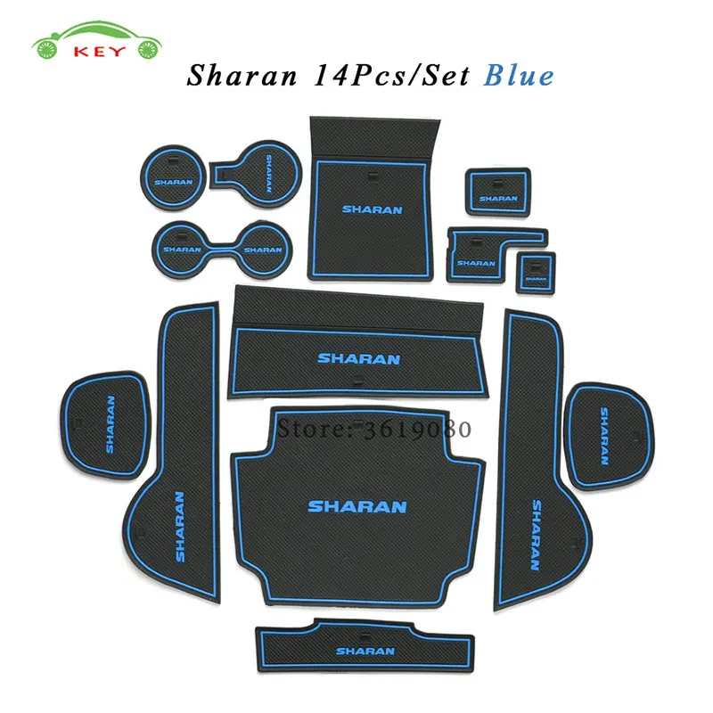 Автомобильные ворота Слот коврик для Volkswagen VW Sharan Противоскользящий дверной коврик резиновая чашка паз коврик украшение авто аксессуары для интерьера - Название цвета: Blue
