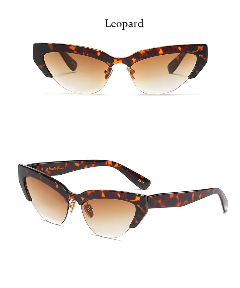 Винтажные женские солнцезащитные очки "кошачий глаз", розовые Роскошные полуоправы, женские модные брендовые градиентные солнцезащитные очки "кошачий глаз"