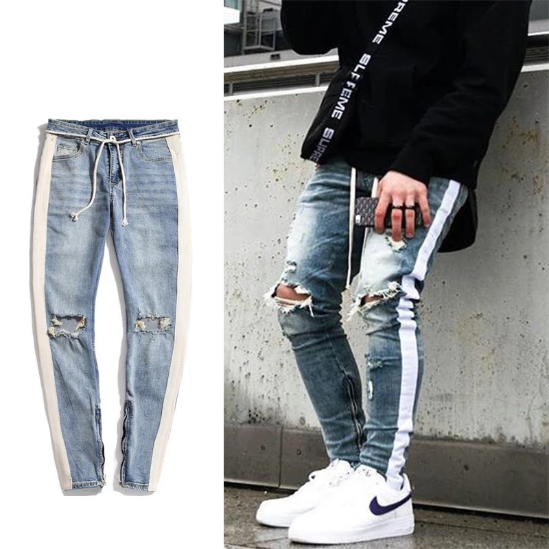 mens black jeans with white stitching