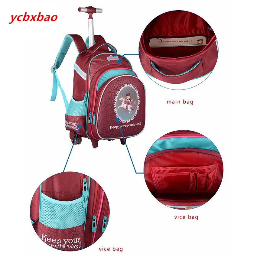 3 uds. Mochila escolar para niños mochilas para ordenador portátil para niñas con ruedas mochilas para niños equipaje de gran capacidad mochilas de escuela para niñas - 2