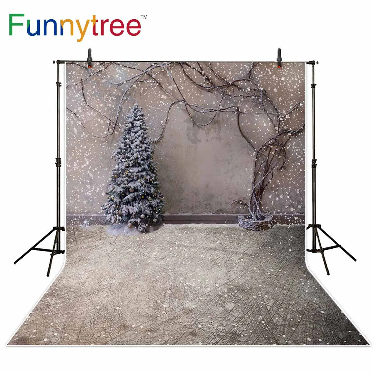 Фоны Funnytree для фотостудии Рождественская елка Снежная зимняя лоза винтажная