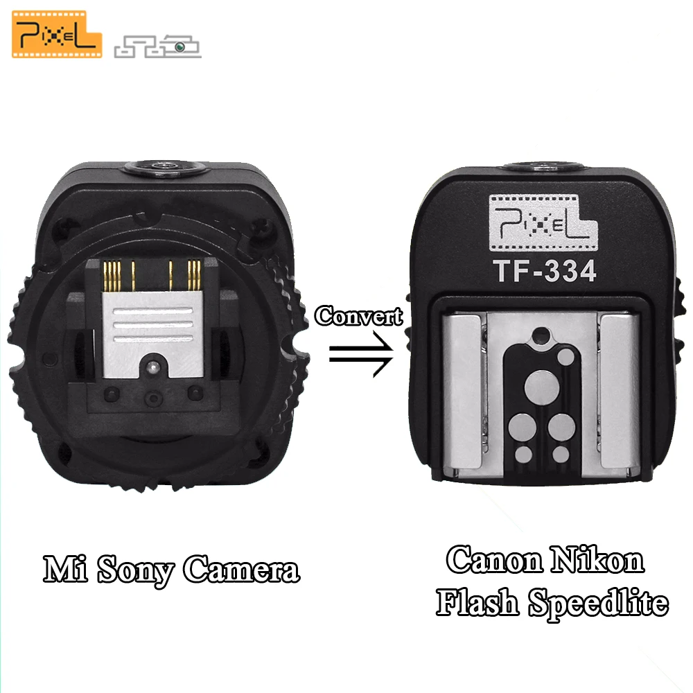 Tanie Pikseli TF 334 adapter gorącej stopki konwerter dla Sony A7 A7S A7SII A7R A7RII A7II NEX6 RX1 RX1R RX10 RX100II do Canon Nikon lampy błyskowej Speedlite