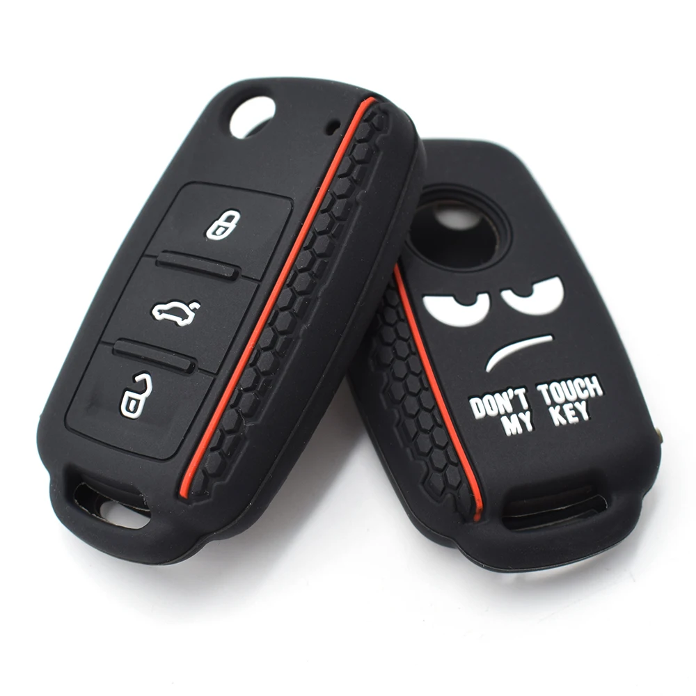 Dont Touch My Key 3 кнопки Автомобильный ключ чехол для VW Polo Bora Beetle Tiguan Passat Golf для Skoda Fabia силиконовый чехол для ключей от машины