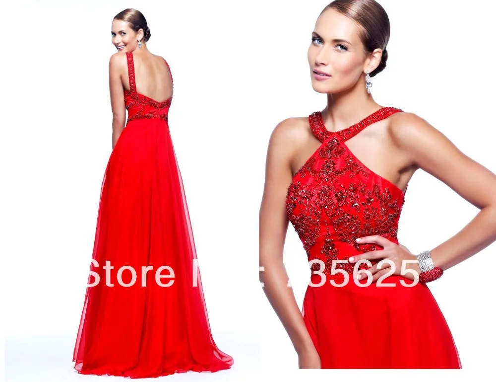 2014 New Arrival Elegant Hot Red Beading Custom Made Floor-Length Chiffon A-Line Evening Dress Party Long Dresses Gowns H245 | Свадьбы и