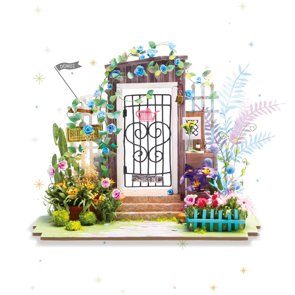 

DIY Mini Dollhouse Building Model Home Decoration toys Garden Entrance Wooden Doll House Model Creative Toys R15
