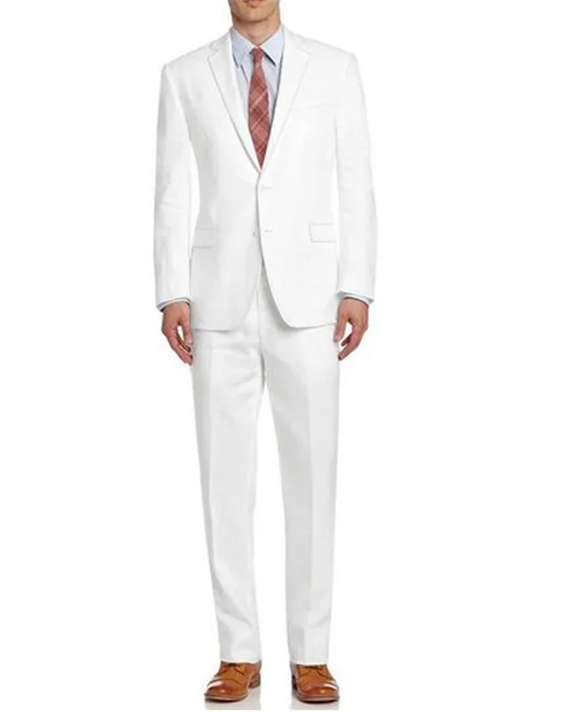 Custom Made White Notch Lapel Men Suit 2 PCS Jacket+Pant Men's Wedding Suit Professional Suit Groomsman's Wedding Dress