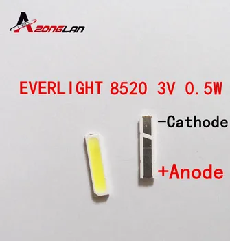 

100pcs FOR EVERLIGHT SMD 8520 LED Backlight 0.5W 8520 3V Cool white 50-55LM TV Application