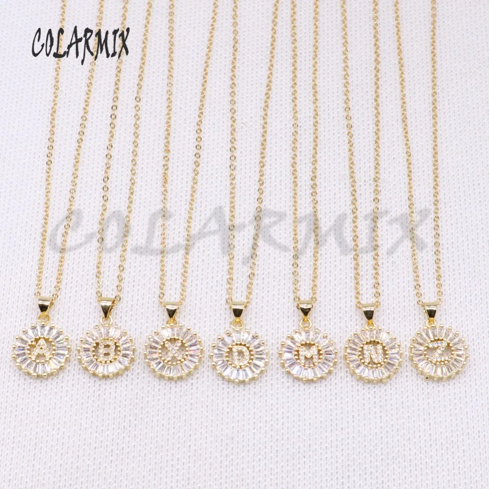 

Fashion letter A-Z charms necklace pendant necklace Named jewelry Micro pave Zircon metal chain necklace 4169