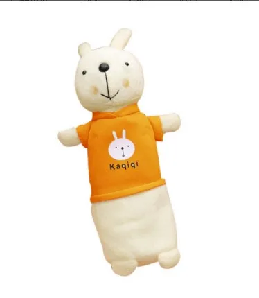 Кавайный чехол для карандаша 7 цветов мультяшный плюшевый кролик ткань эстуши пенал для карандашей Карандаш сумка школьные канцелярские принадлежности - Цвет: Оранжевый